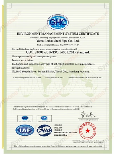 Lubao Steel Pipe — Environmental management system certificate — English