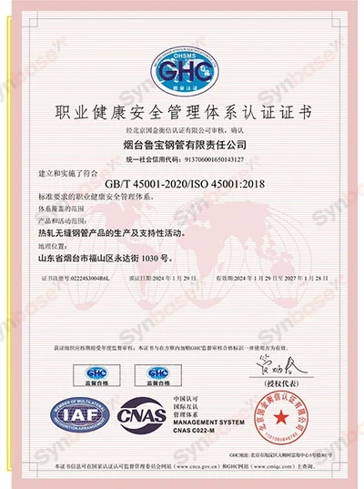 Lubao Steel Pipe — Occupational health and safety management certificate — Chinese